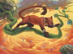 animal_genitalia black_nose brown_body brown_fur claws dipstick_tail ear_piercing ear_ring feral fully_sheathed fur genitals gloves_(marking) jewelry leg_markings male markings necklace piercing ring_piercing sheath socks_(marking) solo tail tail_markings whiskers yellow_eyes scale_(artist) euplerid fossa mammal