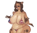 5_fingers american_flag_bikini anthro areola belly big_breasts bikini breasts brown_body brown_fur brown_hair brown_spots clothed clothing curvy_anthro curvy_female curvy_figure ear_piercing ear_ring eyewear female fingers flag_bikini fluffy fluffy_tail fur glistening glistening_body glistening_fur hair huge_breasts huge_hips huge_thighs markings micro_bikini multicolored_body multicolored_fur nipple_outline overweight overweight_anthro overweight_female piercing ring_piercing short_hair short_tail simple_background skimpy skimpy_bikini slightly_chubby smile solo spots spotted_body spotted_fur sunglasses swimwear tail tan_areola tan_body tan_fur teeth thick_thighs two-piece_swimsuit voluptuous voluptuous_anthro voluptuous_female white_background wide_hipped_anthro wide_hipped_female wide_hips kenonsfw kamala_harris hyena mammal spotted_hyena 2025 absurd_res digital_drawing_(artwork) digital_media_(artwork) hi_res