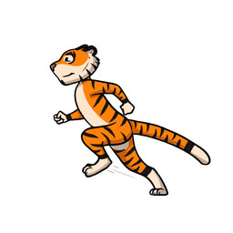 anthro dipstick_tail featureless_crotch fur male male_anthro markings mouth_closed nude orange_body orange_fur running side_view simple_eyes solo striped_arms striped_body striped_fur striped_legs striped_markings striped_tail stripes tail tail_markings white_body white_fur hufnaar hufnaar_(character) felid mammal pantherine tiger animated hi_res short_playtime video