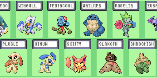 anthro areola big_breasts breasts clothing featureless_breasts female flower plant shortstack swimwear wings sabs nintendo pokemon generation_1_pokemon generation_3_pokemon minun plusle pokemon_(species) roselia sharpedo shroomish skitty slakoth tentacool wailmer wingull zubat