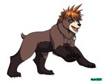 ambiguous_gender blue_eyes brown_body brown_fur claws feral fur hair jewelry legs_in_air looking_at_viewer necklace open_mouth orange_hair pawpads paws short_tail simple_background solo tail white_background noki001 kingdom_hearts square_enix sora_(kingdom_hearts) bear mammal hi_res