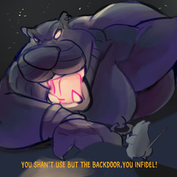 anthro big_butt butt duo ear_piercing macro male moobs nipple_piercing nipples overweight overweight_male piercing text shamelesss anon cave_of_wonders animate_inanimate felid mammal mouse murid murine pantherine rodent tiger 1:1 english_text