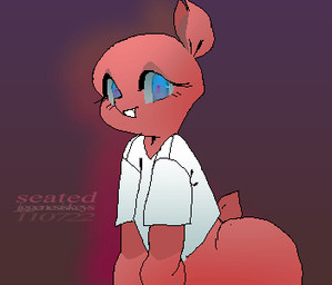 anthro big_butt blinking blue_eyes bottomless bouncing_butt buckteeth butt clothed clothing female looking_at_viewer open_mouth red_body shirt sitting smile solo tail teeth topwear jg_genesiskeys mammal rodent sciurid tree_squirrel 2d_animation animated animated_gif frame_by_frame low_res short_playtime