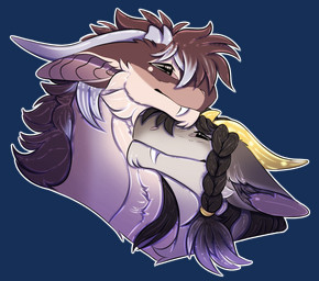 ambiguous_gender blue_horn brown_hair duo eyes_closed feral hair horn nuzzling yellow_horn rowenfelkin mythology clover_(rowenfelkin) rowen_(rowenfelkin) dragon felkin mythological_creature mythological_scalie scalie alpha_channel hi_res female_(lore) male_(lore)