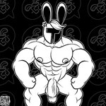 abs angry anthro armor balls barazoku biceps big_balls big_penis cross-popping_vein flaccid genitals headgear headgear_only helmet helmet_only humanoid_genitalia humanoid_penis logo male manly muscular muscular_anthro muscular_male nipples nude pattern_background pecs penis simple_background solo vein veiny_penis ursa-m1nor undertale undertale_(series) rg01_(undertale) lagomorph leporid mammal rabbit 1:1 2022 2d_animation animated artist_logo hi_res loop motion_tweening short_playtime