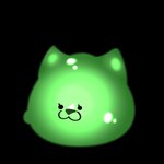 :3 beady_eyes black_background black_eyes eyelashes female glistening glistening_body green_body green_goo green_nose happy humor prick_ears simple_background slime solo triangle_nose goo_creature sphere_creature 1:1 full-length_portrait lineless low_res portrait shaded soft_shading thumbnail