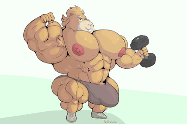 abs anthro big_bulge big_muscles brown_body brown_fur bulge fur huge_arms huge_bulge huge_muscles hyper hyper_muscles male male/male muscular muscular_male nipples pink_nipples prisoner solo nathanlepoyo dreamworks the_bad_guys professor_marmalade caviid guinea_pig mammal rodent absurd_res hi_res