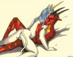 anthro blue_hair cuddling duo hair happy happy_sex hug interspecies love male male/male nude romantic romantic_couple sex smile tail ayame_emaya mythology irving snowdrop dragon equid equine horse mammal mythological_creature mythological_scalie scalie 2002