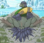 anus blush bodily_fluids claws corn eyewear female feral food fur genital_fluids genitals glasses hair plant pussy solo tail sonimad_(artist) fate_(series) type-moon tepeu_(fate) dinosaur prehistoric_species reptile scalie absurd_res hi_res