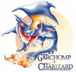 2016 alternate_species ambiguous_gender black_sclera blue_body blue_horn blue_scales claws dragon english_text fakemon fan_character feral fin fire fusion generation_6_pokemon hi_res horn hybrid looking_at_viewer mega_charizard mega_charizard_y mega_evolution mega_garchomp membrane_(anatomy) membranous_wings mythological_creature mythological_scalie mythology nintendo open_mouth orange_eyes painting_(artwork) pokemon pokemon_(species) pokemon_fusion pupils red_body red_scales scales scalie seoxys6 sharp_teeth simple_background slit_pupils solo spikes tail teeth text toe_claws tongue traditional_media_(artwork) watercolor_(artwork) watermark white_background white_claws wings yellow_body yellow_scales