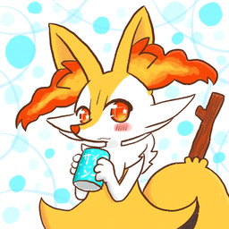 3_fingers :3 abstract_background ambiguous_anthro ambiguous_gender anthro arm_tuft black_body black_fur blush blush_lines blush_stickers can cheek_tuft chest_tuft container facial_tuft fingers front_view fur hip_tuft holding_can holding_container holding_object inner_ear_fluff looking_at_viewer multicolored_body multicolored_fur nude_ambiguous nude_anthro object_in_tail orange_body orange_eyes orange_fur orange_inner_ear_fluff orange_nose pointy_ears prick_ears shoulder_tuft solo standing stick stick_in_tail tail tapering_snout text tuft white_body white_fur yellow_body yellow_fur yellow_tail annyui0611 nintendo pokemon braixen canid generation_6_pokemon mammal pokemon_(species) 1:1 2021 cel_shading digital_drawing_(artwork) digital_media_(artwork) half-length_portrait hi_res japanese_description japanese_text portrait shaded translated_description translation_request