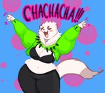 anthro blush bra breasts clothing collar female finland muffin_top paint_splatter slightly_chubby solo spiked_collar spikes thick_thighs underwear whorgi eurovision_song_contest kaarija fisk_(whorgi) gulonine mammal mustelid musteline hi_res