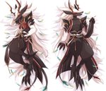 4_toes black_body blush feathers feet feral hair male nipples pink_nipples solo toes white_hair shixiexiaomo elsword hadron scalie hi_res