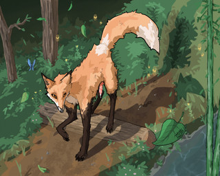 anatomically_correct anatomically_correct_genitalia anatomically_correct_penis animal_genitalia animal_penis bodily_fluids brown_paws canine_genitalia canine_penis creek detailed_background digitigrade dripping erection feral fluffy fluffy_tail footprint forest forest_background fur genital_fluids genitals high-angle_view knot knotted_penis leaf leaking_precum log looking_at_viewer male nature nature_background orange_body orange_eyes orange_fur outside pawprint penis plant precum precum_drip quadruped rock solo tail three-quarter_view tree tuft walking wood hotdogmeat arthropod beetle butterfly canid canine elateroid firefly fox insect lepidopteran mammal red_fox true_fox 2025 5:4 digital_media_(artwork) hi_res