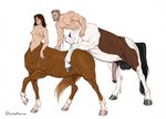 animal_genitalia animal_penis beard big_pecs breasts brown_eyes brown_hair duo equine_genitalia equine_penis facial_hair female genitals hair looking_at_another male male/female medium_breasts mustache navel nipples nude pecs penis lykostherium european_mythology greek_mythology mythology centaur equid equid_taur humanoid_taur mammal mammal_taur taur