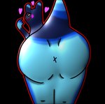 ambiguous_gender anthro anus bent_over big_butt biped blue_body blush butt butt_focus looking_at_viewer rear_view simple_background solo standing tail x_anus anonymous_artist rain_world videocult inv_(rain_world) slugcat digital_media_(artwork)