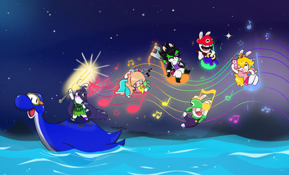 ambiguous_feral ambiguous_gender amethyst_(gem) anthro armband bangs belt black_boots black_clothing black_eyes black_facial_hair black_footwear black_hair black_handwear black_jacket black_mittens black_mustache black_topwear blonde_hair blue_body blue_clothing blue_ear_piercing blue_fur blue_hair blue_overalls blue_skin blue_sky bodily_fluids bodypaint boots bottomless bottomless_anthro bottomless_female buckteeth button_(fastener) clothed clothed_anthro clothed_female clothed_male clothing crossed_legs crown diving_mask dress drooling ear_piercing eye_contact eyebrows eyelashes eyewear face_paint facial_hair featureless_legs female female_anthro feral footwear fully_clothed fully_clothed_anthro fully_clothed_male fur gem goggles green_armband green_clothing green_dress green_eyebrows green_hat green_headwear green_shirt green_topwear green_wristband group hair hair_over_eye half-closed_eyes handwear happy hat headgear headwear holding_melee_weapon holding_object holding_plushie holding_sword holding_tuning_fork holding_weapon jacket jewelry larger_ambiguous larger_feral leaf_dress light looking_at_another looking_back looking_back_at_another lute magic magic_user male male_anthro mandolin mask melee_weapon mitten_hands mittens motion_lines mountain multicolored_body musical_instrument musical_note musical_symbol mustache narrowed_eyes necklace night noseless one_eye_closed open_belt open_clothing open_jacket open_mouth open_smile open_topwear outside overalls piercing pink_clothing pink_shirt pink_topwear playing_mandolin playing_music plucked_string_instrument plushie pockets puckered_lips purple_clothing purple_eyelids purple_shirt purple_topwear red_clothing red_hat red_headwear riding ruby_(gem) saliva sapphire_(gem) sea shirt shirtless_anthro shirtless_male shoes short_hair sideways_hat sitting size_difference sky sleeping smaller_anthro smaller_female smaller_male smile smiling_at_another sound_effects standing star starry_sky string_instrument swimming swimming_goggles sword symbol taking_picture taking_selfie tan_body tan_eyelids tan_inner_ear tan_skin teal_clothing teal_dress teeth text thick_eyebrows topwear tuning_fork two_tone_body vowelless vowelless_sound_effect water weapon white_body white_fur zzz vampkettleartz mario_bros mario_plus_rabbids_kingdom_battle mario_plus_rabbids_sparks_of_hope nintendo raving_rabbids rayman_(series) ubisoft allegra_(mario_plus_rabbids) dorrie edge_(mario_plus_rabbids) rabbid_luigi rabbid_mario rabbid_peach rabbid_rosalina lagomorph mammal marine plesiosaur prehistoric_species rabbid reptile scalie 2023 absurd_res artist_name colored crossover digital_drawing_(artwork) digital_media_(artwork) english_description hi_res lighting shaded