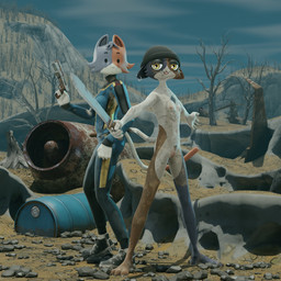 anthro beanie breasts casual_nudity clothed clothed/nude clothed_female clothing duo female fur genitals hair hat headgear headwear looking_at_viewer machete melee_weapon multicolored_body nipples nude nude_female only_one_nude open_mouth outdoor_nudity piercing smile tail weapon white_body white_fur kigerlynn dr._drigg_(modeler) malakisuglypotato_(modeler) epic_games fortnite cate_meowdy meow_skulls calico_cat domestic_cat felid feline felis mammal 1:1 2026 3d_(artwork) absurd_res digital_media_(artwork) hi_res