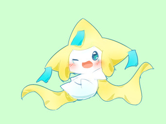 ambiguous_gender blue_eyes blush chibi feral kemono one_eye_closed open_mouth open_smile smile solo white_body wink deaic nintendo pokemon generation_3_pokemon jirachi legendary_pokemon pokemon_(species) 2017 4:3