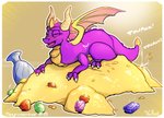 activision claws coin feral gem gold_(metal) gold_coin grinding hi_res horn male masturbation membrane_(anatomy) membranous_wings nude obscured_masturbation open_mouth scalie smile solo spyro spyro_reignited_trilogy spyro_the_dragon tail tongue treasure_hoard vallus vase wings
