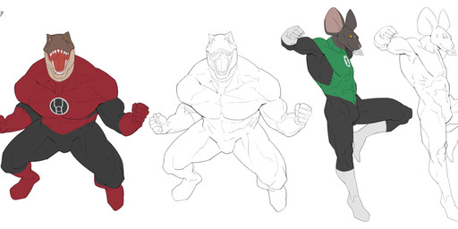 anthro bodysuit clothed clothed_anthro clothed_male clothing gloves handwear male multicolored_bodysuit multicolored_clothing multicolored_skinsuit muscular muscular_anthro muscular_male skinsuit spandex superhero superhero_costume tight_clothing cxcxxcxxxx green_lantern green_lantern_(series) red_lantern dinosaur mammal mouse murid murine prehistoric_species reptile rodent scalie 2026 absurd_res hi_res