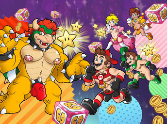 69_(number) bulge clothing crossgender detailed_bulge dice ear_piercing fraternal_twins ftg_crossgender fti_crossgender gynomorph intersex male nipple_piercing nipples piercing underwear dearest_antoine mario_bros nintendo bowser luigi mario princess_daisy princess_peach human koopa mammal scalie hi_res brother_(lore) brothers_(lore) sibling_(lore) twins_(lore)