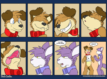 anthro dialogue duo male tablet_computer tail text rick_griffin third-party_edit apple_inc. housepets! ipad grape_jelly_(housepets!) peanut_butter_(housepets!) canid canine canis domestic_cat domestic_dog felid feline felis mammal alpha_channel comic english_text lol_comments