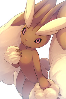 3_fingers ambiguous_anthro ambiguous_gender anthro biped black_sclera blonde_eyebrows brown_body brown_ears brown_fur eyebrows featureless_chest fingers floppy_ears fur huge_ears looking_at_viewer lop_ears mouth_closed multicolored_body multicolored_ears multicolored_fur nude nude_ambiguous nude_anthro pink_eyes pink_nose pupils simple_background solo standing tail tan_body tan_ears tan_fur tan_tail thick_eyebrows two_tone_body two_tone_ears two_tone_fur white_background rumine nintendo pokemon generation_4_pokemon lagomorph lopunny mammal pokemon_(species) 2025 2:3 hi_res