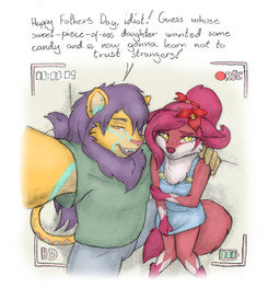 5_fingers age_difference anthro bottomwear camera_view clothed clothing dress duo eyebrows female fingers fur hair imminent_rape imminent_sex male mane open_mouth orange_eyes pants pink_body pink_eyebrows pink_fur pink_hair pink_nose pink_tongue purple_eyebrows purple_mane sharp_teeth shirt tail tail_tuft teeth text tongue topwear tuft yellow_eyes young younger_female meowmere viola_(masterofall) canid canine felid fox lion mammal pantherine english_text hi_res