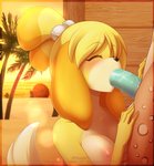 animal_crossing anthro balls beach blush bodily_fluids breasts canid canine canis domestic_dog duo erection eyes_closed fellatio female female_focus fur genitals gforce hair isabelle_(animal_crossing) male male/female mammal nintendo nipples nude open_mouth oral outside penile penis saliva seaside sex sex_on_the_beach shih_tzu solo_focus toy_dog yellow_body yellow_fur