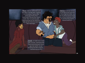 anthro bar booth bulge exhibitionism female furniture group male male/male paws slim table trio demon_furray danny_(demon_furray) janak_(demon_furray) rura_(demon_furray) demon felid human indian_lion lion mammal pantherine 3:4 hi_res