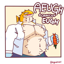 after_inflation anthro belly belly_inflation big_belly big_muscles big_pecs black_sclera blue_bottomwear blue_clothing blue_hands blue_pants blush bottomwear carrot clothing collared_shirt constricted_pupils countershading crunch dialogue dress_shirt eating eating_food food holding_food holding_object inflated_belly inflation looking_pleasured looking_up male moan muscular navel nipple_outline onomatopoeia pants pecs plant pupils shirt simple_background small_pupils solo sound_effects spines standing tail_on_head tan_body tan_countershading text topwear vegetable white_clothing white_shirt white_topwear yellow_background yellow_body skykdotidot pufferfish_eating_carrot fish marine pufferfish tetraodontiform 1:1 absurd_res english_text hi_res shaded signature