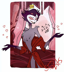 anthro bathrobe clothing crown feminine glowing glowing_eyes headgear male nude red_eyes robe solo exec4t_(artist) hellaverse helluva_boss stolas_(helluva_boss) avian bird demon owl owl_demon hi_res