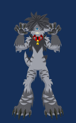 1_eye anthro bell bell_collar blue_eyes claws collar fluffy fluffy_chest fur grey_body grey_fur grey_hair grey_markings hair male markings simple_background smile solo tail teeth thick_calves thin_thighs transparent_background zarjhan_mary kingdom_hearts square_enix fan_character zar-jhan_(zarjhan_mary) deishun_(species) heartless monster alpha_channel source_request