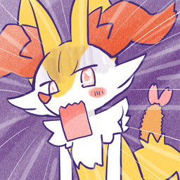 ambiguous_anthro ambiguous_gender anthro biped blush blush_stickers focus_lines food front_view jaw_drop leaning leaning_forward looking_at_viewer object_in_tail open_mouth shocked shrimp_(food) simple_background snout solo standing tail text annyui0611 nintendo pokemon braixen canid generation_6_pokemon mammal pokemon_(species) 1:1 2023 bust_portrait digital_drawing_(artwork) digital_media_(artwork) english_text hi_res japanese_description portrait translated_description