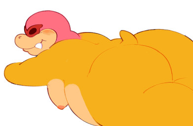 anthro big_butt blush butt eyewear eyewear_only lying male moobs nipples nude on_front overweight overweight_anthro overweight_male shell-less small_tail smile solo sunglasses sunglasses_only tail butternutworm mario_bros nintendo koopaling roy_koopa dragon_koopa koopa reptile scalie turtle 2025 hi_res