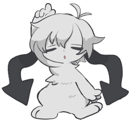 ambiguous_gender anthro eyes_closed floppy_ears gesture hand_gesture kemono pointing simple_background solo white_background udmoxsg canid canine canis domestic_dog mammal 1:1 hi_res