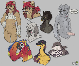 ambiguous_gender andromorph anthro chest_binder chest_scar chest_tattoo chest_wraps clothing ear_piercing ear_ring facial_piercing facial_scar foreskin genitals hair hair_over_eyes hand_wraps intersex kerchief licking licking_lips male mouth_scar nose_piercing nose_ring penis piercing ring_piercing scar shoulder_scar solo tattoo tongue tongue_out underwear vulva whiskers wraps conditional_dnp draite nico_hawk aquatic avian bird canid canine canis domestic_dog eel elapid_(snake) felid fish herding_dog hunting_dog hybrid liger lion mammal pantherine parrot pastoral_dog reptile scalie scottish_terrier sea_snake shark sheepdog snake terrier headshot_portrait hi_res portrait trans_(lore)