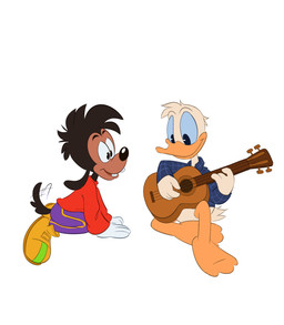 acoustic_guitar anthro beak black_body black_eyes black_hair black_nose blue_sclera buckteeth clothing footwear guitar hair male musical_instrument plucked_string_instrument shoes simple_background sitting string_instrument tail tail_motion tailwag teeth white_background young dead-outside disney goof_troop donald_duck max_goof anatid anseriform avian bird canid canine canis domestic_dog duck mammal 2021 hi_res