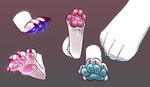 anthro black_claws blue_claws blue_pawpads claws feet foot_focus foot_shot fur group pawpads paws pink_claws pink_pawpads simple_background toe_claws white_body white_fur warrnet mammal digital_media_(artwork) sketch sketch_page