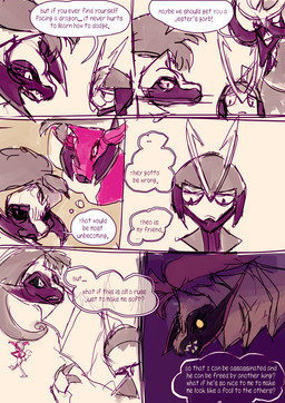 ambiguous_gender claws clothed clothing confusion dialogue duo fingers frown group hair long_hair male open_mouth pink_body simple_background speech_bubble standing teeth text trio grimart mythology nintendo pokemon anax_(grimart) lykaion_(grimart) prometheus_(grimart) bisharp dragon generation_5_pokemon generation_8_pokemon generation_9_pokemon haxorus humanoid imp kingambit morgrem mythological_creature mythological_scalie pokemon_(species) scalie shiny_pokemon comic digital_media_(artwork) english_text