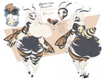 antennae_(anatomy) anthro arthropod_abdomen big_breasts big_butt biped black_body black_fur black_sclera breasts butt cellulite curvy_figure fangs female female_anthro front_view fur hair half-closed_eyes huge_breasts huge_butt insect_wings lepidopteran_wings narrowed_eyes naturally_censored neck_tuft nipple_tuft open_mouth open_smile orange_body orange_fur rear_view smile solo teeth text thick_thighs tuft voluptuous white_body white_fur white_hair wide_eyed wide_hips winged_arms wings dullvivid arthropod death's-head_hawkmoth hawk_moth insect lepidopteran moth english_text hi_res model_sheet
