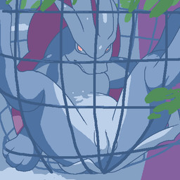 blue_body blue_fur blue_sclera captured female feral fur genitals humanoid_genitalia humanoid_vulva net nude plump_labia prisoner red_eyes solo spread_legs spreading trapped vulva 9_6 nintendo pokemon generation_2_pokemon legendary_pokemon pokemon_(species) suicune 1:1 digital_media_(artwork) low_res oekaki