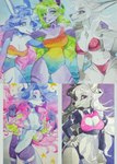 clothing female female/female group maid_uniform swimwear trio uniform sorafoxyteils etheria_(sorafoxyteils) kuro_(sorafoxyteils) sora_(sorafoxyteils) canid canine fox hybrid mammal 2022 hi_res multiple_images traditional_media_(artwork)