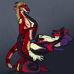 2_penises anal anal_penetration animal_genitalia animal_penis anthro anthro_on_anthro anthro_penetrated anthro_penetrating anthro_penetrating_anthro black_body blue_penis blush breath cloaca countershade_face countershade_neck countershade_torso countershading duo erection fangs forked_tongue frottage genitals grey_background handjob_frottage hemipenes horn knot knotted_penis leg_glider_position leg_grab lying male male/male male_anthro male_penetrated male_penetrating male_penetrating_male mostly_nude mostly_nude_anthro mostly_nude_male multi_genitalia multi_penis nude nude_anthro nude_male on_back open_mouth panting penetration penile penile_penetration penis penis_in_ass penises_touching pillow raised_leg red_body red_penis sex simple_background smile spread_legs spreading standing tail tan_body teeth tongue tongue_out yellow_body meldritchhorror mythology nirilith dragon mythological_creature mythological_scalie reptile scalie 1:1 2021 hi_res