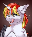 blood bodily_fluids fangs horn licking male solo teeth tongue tongue_out wings snowstormbat hasbro my_little_pony mythology bat_pony equid equine horse mammal mythological_creature mythological_equine pony winged_unicorn absurd_res hi_res portrait