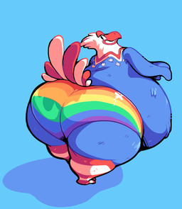 american_flag anthro beak belly big_belly big_butt biped blue_background blue_body blue_feathers bottomwear butt butt_pose clothed clothing eyebrows feathers grin huge_butt huge_thighs looking_at_viewer looking_back looking_back_at_viewer male multicolored_body multicolored_feathers obese obese_anthro obese_male overweight overweight_anthro overweight_male pose presenting presenting_hindquarters raised_tail rear_view red_beak red_body red_eyebrows red_feathers shadow simple_background smile solo standing tail tail_feathers thick_thighs topless underwear united_states_of_america white_body white_feathers wide_hips boot_(artist) american_eagle accipitrid accipitriform avian bald_eagle bird eagle sea_eagle 2015 digital_media_(artwork) shaded