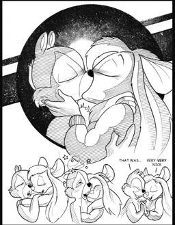 4_fingers anthro blonde_hair blush bomber_jacket dazed dialogue duo female fingers fluffy fluffy_chest french_kissing grin hair happy hug kissing long_hair love male male/female romantic romantic_couple seeing_stars smile star text chris_fischer chip_'n_dale_rescue_rangers disney chip_(disney) gadget_hackwrench chipmunk ground_squirrel mammal mouse murid murine rodent sciurid comic english_text hi_res