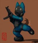 gas_mask gun mask ranged_weapon solo special_air_service weapon sunhuiz canid canine canis domestic_dog mammal