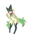 ambiguous_gender anthro cheese dairy_products flower food fur green_body leaf looking_at_viewer mask plant red_eyes sandwich_(food) solo xiwomo nintendo pokemon generation_9_pokemon meowscarada pokemon_(species) hi_res